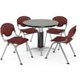 thumbnail image 4 of OFM Core Collection Breakroom Bundle, 36" Round Metal Mesh Base Multi-purpose Table in Gray Nebula, 4 Rico Stacking Chairs in Lemon Yellow (PKG-BRK-021-0010), 4 of 5