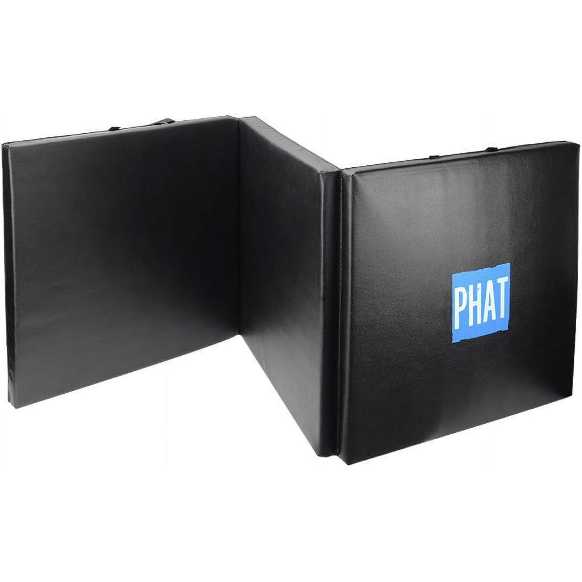 Exercise Tri Fold Gym Mat Fitness Mat with PU Leather PHAT Black