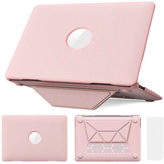 Case for MacBook Air 13 inch 2025 2024 2023 2022 M4 A3240 M3 A3113 M2 A2681 PU Leather Hard Shell Case with Foldable Kickstand & Keyboard Covers & Logo Cutout