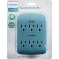 thumbnail image 5 of Philips 6 AC Surge Protector Wall Tap, Teal - SPP3461TL, 5 of 5