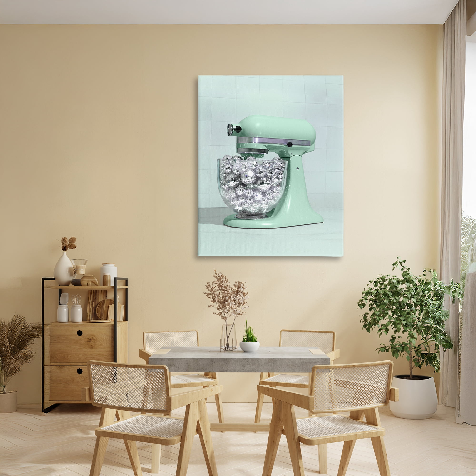 Stupell Industries Disco Kitchen Mixer over Green Canvas Wall Art, design by LISH Creative