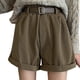 thumbnail image 5 of Pantalones cortos de pana plisados de cintura alta para mujer: bolsillo suave, pierna ancha, spandex, ropa de verano/casual/playa, 5 of 8