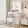 thumbnail image 2 of Makeup Vanity Desk with 2 Fluted Drawers & LED Lights, White Modern Dressing Table with Power Outlet & Mirror, 2 of 6