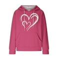 thumbnail image 3 of Graphic Hoodies for Women Fashion Waffle Heart Print Crewneck Sweatshirts Long Sleeve Fall Loose Casual Tops with Pocket(Hot Pink M), 3 of 4