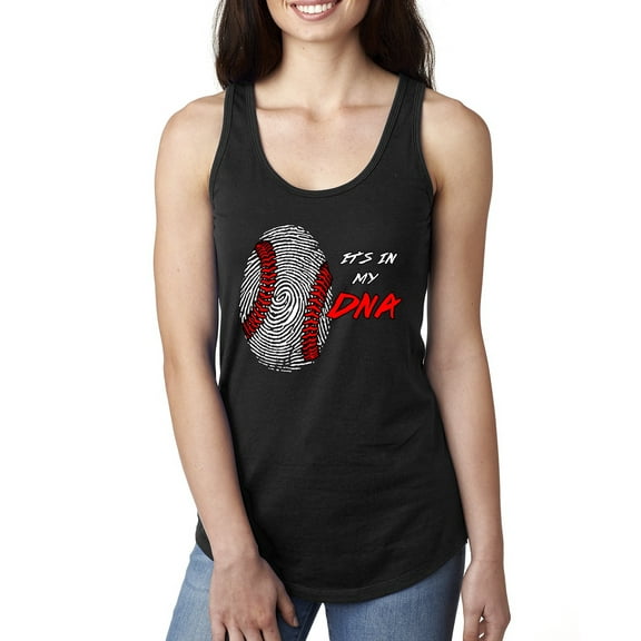 Wild Bobby, Baseball Fingerprint It's In My DNA, Sports, Women Racerback Tank Top, Black, Small