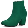 thumbnail image 1 of Unique Bargains Bottines à Talon Bloc à Fermeture Éclair Latérale pour Femmes, 1 of 6