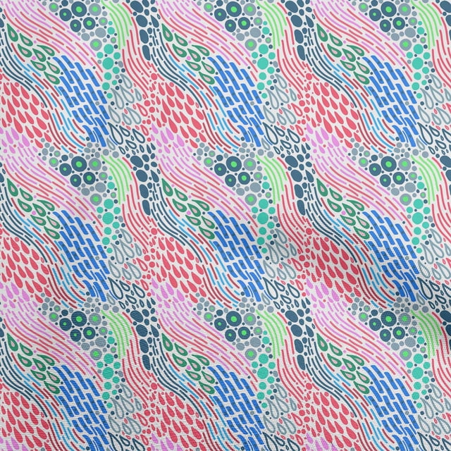 oneOone Viscose Chiffon Medium Blue Fabric Abstract Geometric Sewing Craft Projects Fabric Prints by Yard 42 Inch Wide