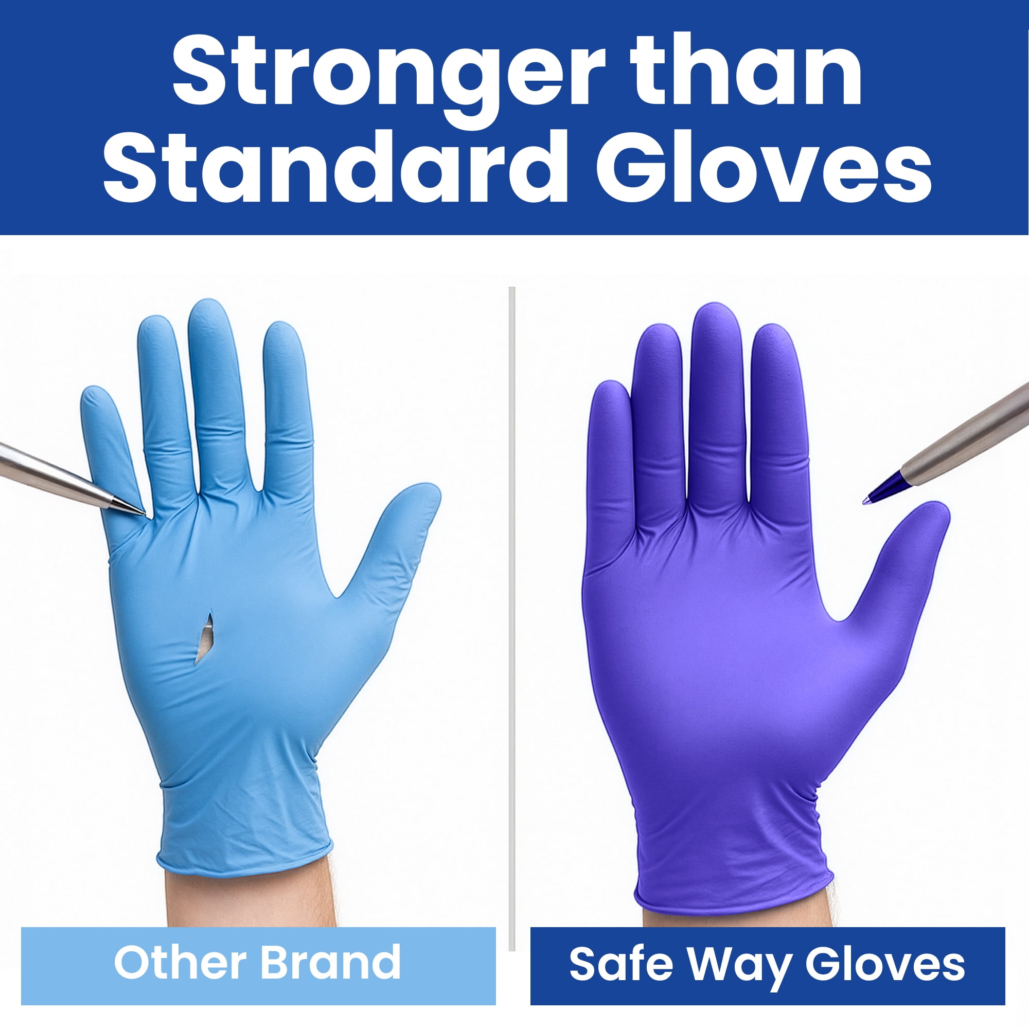 SAFEWAY USA Nitrile Gloves Disposable — Textured Fingertips, Non-Latex, Powder-Free and Multi-Purpose and Ambidextrous Design for House Cleaning, Food Prep, Esthetician and More —(4000 pcs, Medium)