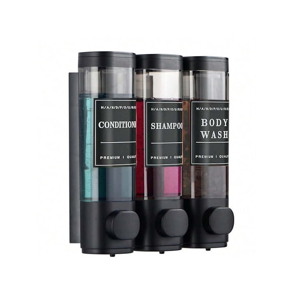 Shower Soap Dispenser Wall Mounted No Drill Shampoo Dispenser For Shower Wall Shampoo And Conditioner Dispenser Bathroom Hotel 3 300ml Chrome With Labels