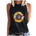 thumbnail image 2 of CFLVAEK 4th of July Tank Top for Women Funny Sunflower American Flag Print Shirts Casual Sleeveless Crewneck Independence Day Tank Tops M, 2 of 4