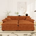 thumbnail image 6 of Muumblus Comfy Modular Sectional Sofa with 2 Ottoman, Deep Seat 80.5" Modern Oversized Corduroy Cloud Couch, Fluffy Deep Seat Chaise Lounge Sleeper Sofa for Living Room Apartment, Orange, 6 of 10