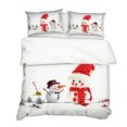thumbnail image 1 of 3 unids/set estilo navideño 3D muñeco de nieve patrón impreso funda nórdica con Leyfeng Ropa de cama, 1 of 7