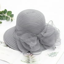 Lroveb Fascinators Hats for Women Summer Beach Wide Brim Sun Hat Dressy Organza Flower Bridal British Tea Party Wedding Hat