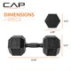 thumbnail image 3 of Par de mancuernas hexagonales CAP de 40 lb recubiertas de goma con mango negro, 3 of 6