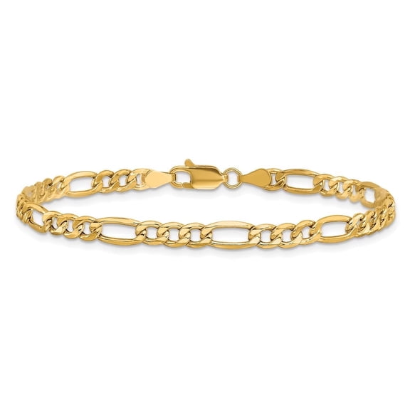 DEWBERRY 10k Yellow Gold 4.2mm Semi-Solid Figaro Chain Stylish Bracelet For Women (Weight : 2.16 GM, Length : 7 IN, Width : 4.2 MM)