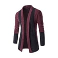 thumbnail image 2 of fartey Mens Cardigan Sweater Knit Shawl Collar Color Block Outwear Long Sleeve Cozy Winter Warm Sweater Jacket, 2 of 5