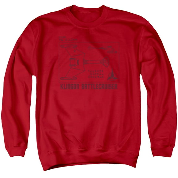 Star Trek D7 Diagram Adult Crewneck Sweatshirt Red