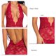 thumbnail image 4 of Traje de lencería Lencería de encaje sin espalda con cuello en V profundo con tanga para regalo de San Valentín Rojo purpúreo XL, 4 of 5
