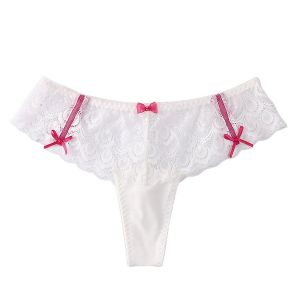 nsendm Female Underpants Adult Cotton for Women Combo Women's Fashion Sexy  Panties T Pants Lace Trim Bow Transparent Athletic Underwear Women(White,  XL) 