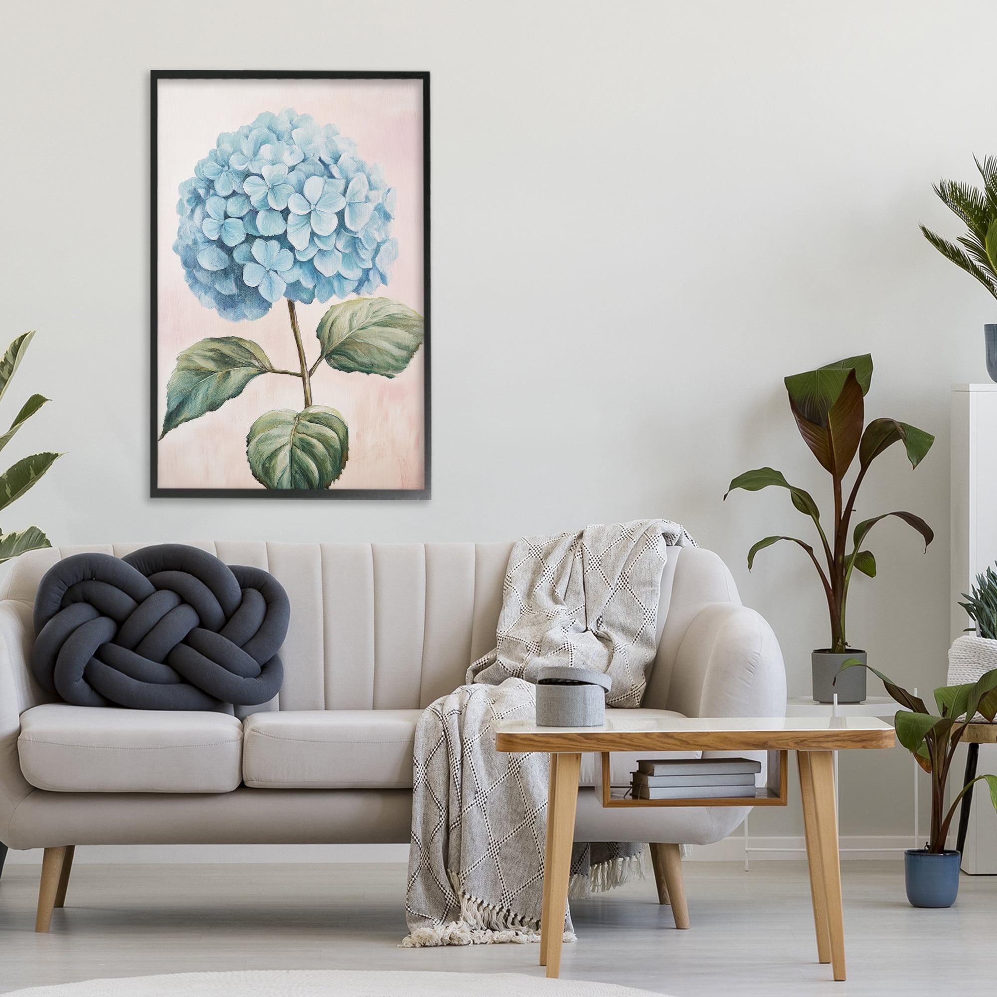 Stupell Industries Delicate Baby Blue Hydrangea Black Framed Giclee Art, design by Petal Prints Design