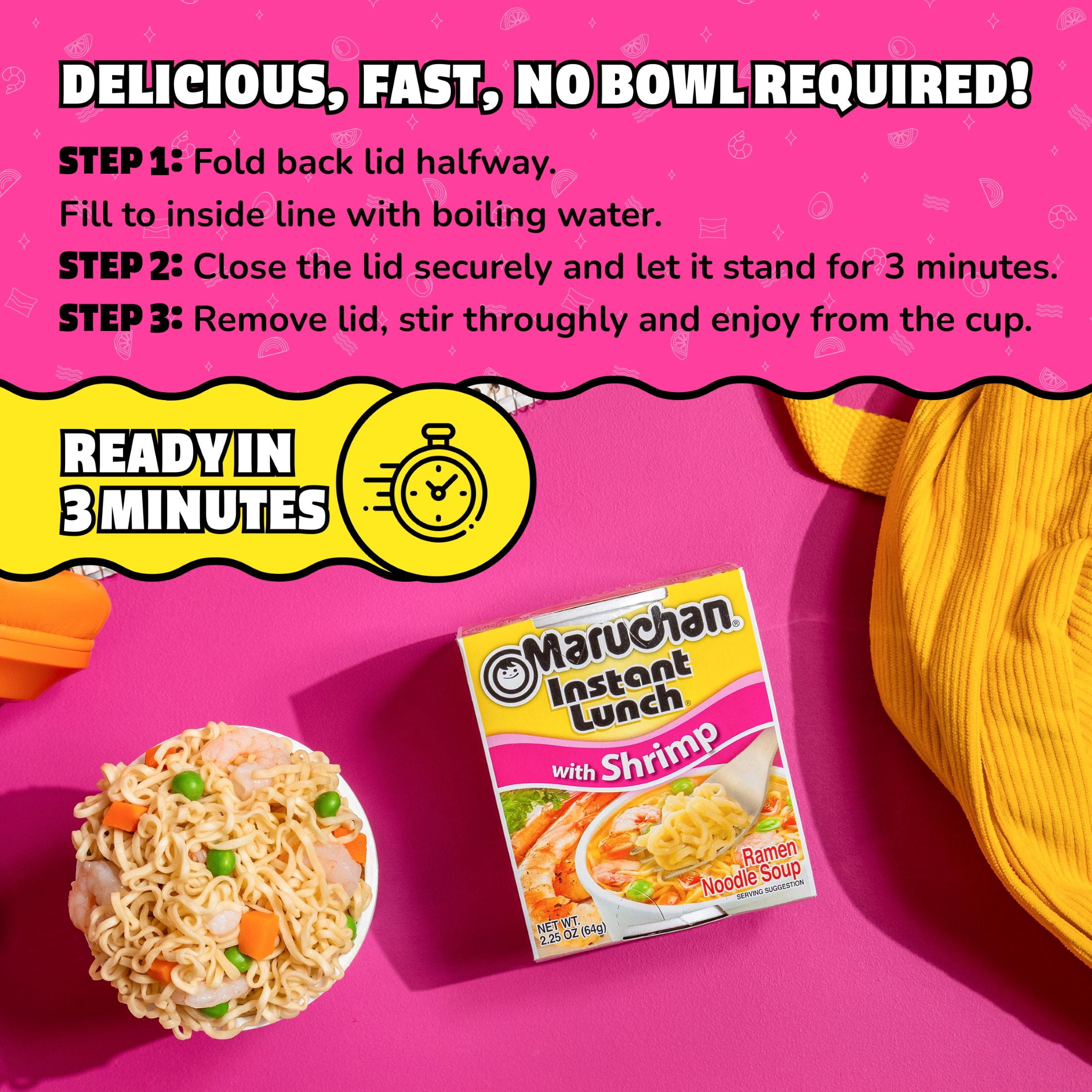 Maruchan Instant Lunch Ramen Noodles, Shrimp Flavor, 2.25 oz Cup
