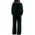 thumbnail image 4 of Clossjun Womens Velvet Sweat Suit 2 Pieces Casual Fashion Fall Outfits Long Sleeve Velour Top & Wide Leg Pant Lounge Sets for Work Out L, 4 of 5