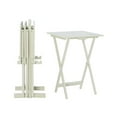 thumbnail image 3 of Linon Lorie 5 Piece Tray Table Set Planked Top with Compass Design in Gray Wood, 3 of 13