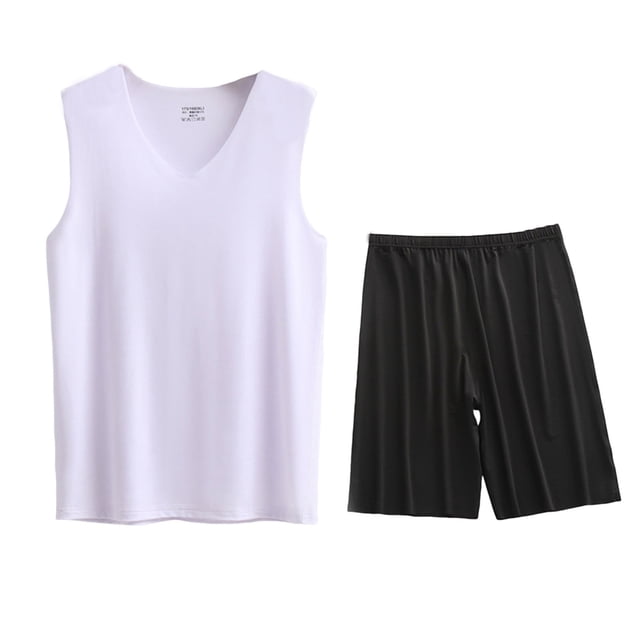 Conjunto Deportivo de los Hombres, Moda Casual de Color Sólido Cuello en V sin Mangas de Elasticidad Superior para el Desgaste Al Aire Libre, Traje Atlético de Humedad