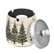 Yayeee Ashtray with Lid for Cigarette Smokeless Stainless Steel Home Ash Holder, Christmas Stars