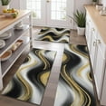 thumbnail image 2 of Black Marble Gold Wave Pattern Kitchen Rugs Sets Of 3,Kitchen Runner Rugs Non Skid Washable,Decorative Kitchen Floor Mats for Kitchen,Sink,Laundry,17"x30"+ 17"x47" + 17"x59", 2 of 6