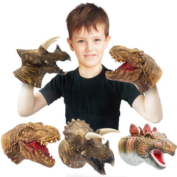 Hand Puppets Yolococa Dinosaur Realistic Latex Soft, paquete de 3
