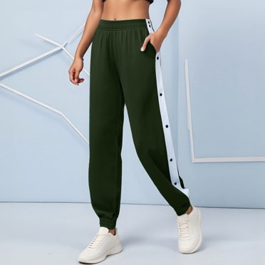Women's Tear Away Pants Side Split Snap Open Bottom Sweatpants Leg Breakaway Post Surgery Pants With Pockets Dark Gray S