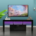 thumbnail image 2 of TV Stand for TVs up to 55 inch, SYNGAR Modern TV Cabinet with 16 Colors LED Lights, High Gloss TV Console Table with Drawer & Shelves, Media Console Entertainment Cabinet for Living Room, Black, D3224, 2 of 10