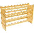 thumbnail image 1 of Pearington 36 Bottle Stackable Modular Wine Rack, 4-Tier Solid Pine Wine Bottle Holder, Free Standing Display Shelf, Wobble-Free Shelves for Kitchen, Bar, and Cellar, 10” x 33.5” x 21”, 1 of 7