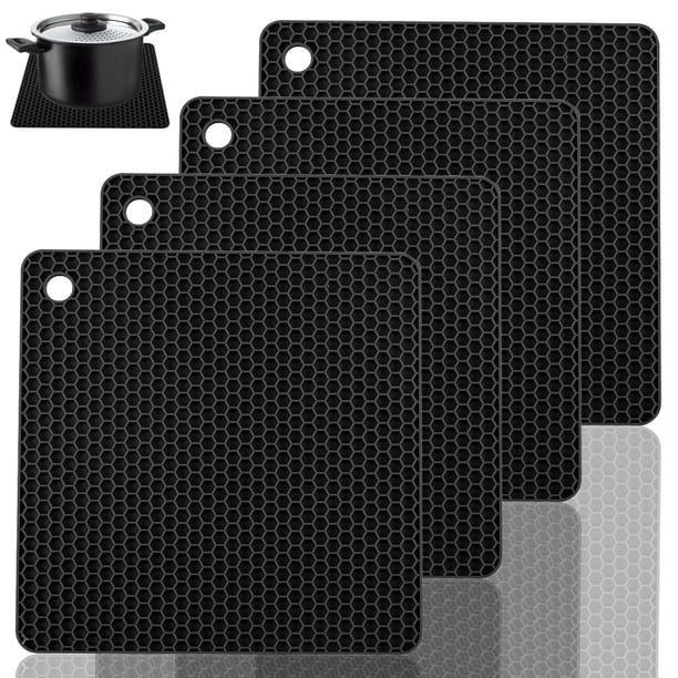 Posavasos de silicona AVANA (juego de 4) Salvamanteles premium Soportes para ollas multifuncionales resistentes al calor Apto para lavavajillas Patrón de panal antideslizante (2 redondos, 2