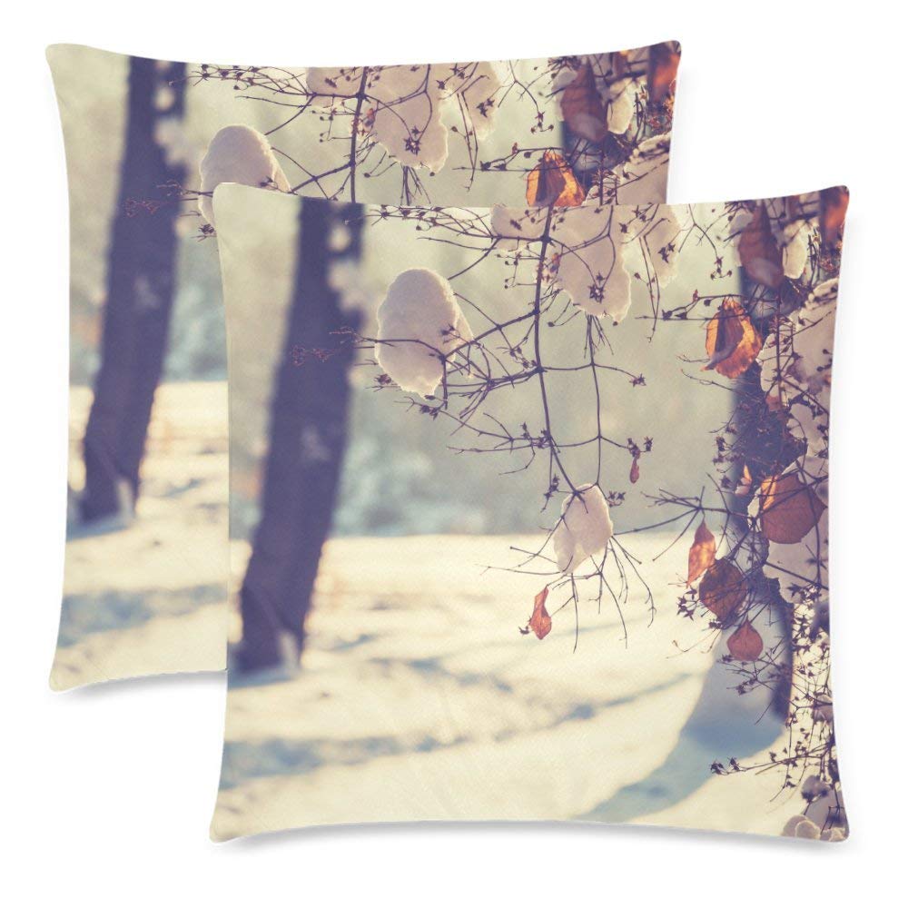 GCKG 2 Pack Winter Forest Throw Pillow Case Covers 18x18 inches