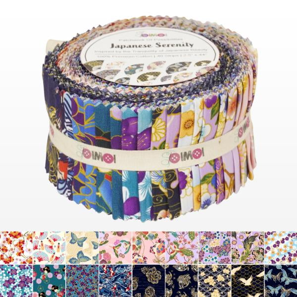 Soimoi Jelly Roll Fabric Strips for Quilting, Precut Fabric for DIY, 40 Strip Assorted Bundle, Jelly Roll For Scrapbooking, Perfect Quilting Fabric for Sewing, Craft, Home Decor- Japanese Serenity