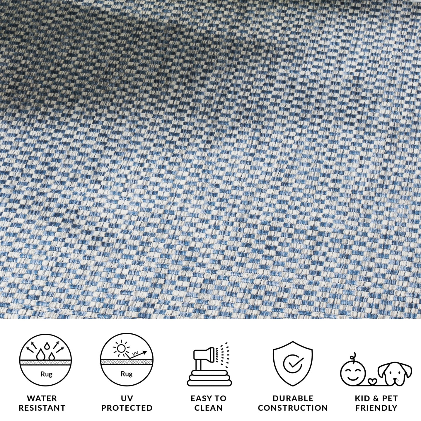 SAFAVIEH Courtyard Blair Geometric Indoor/Outdoor Area Rug, 2'7" x 5', Blue/Light Grey