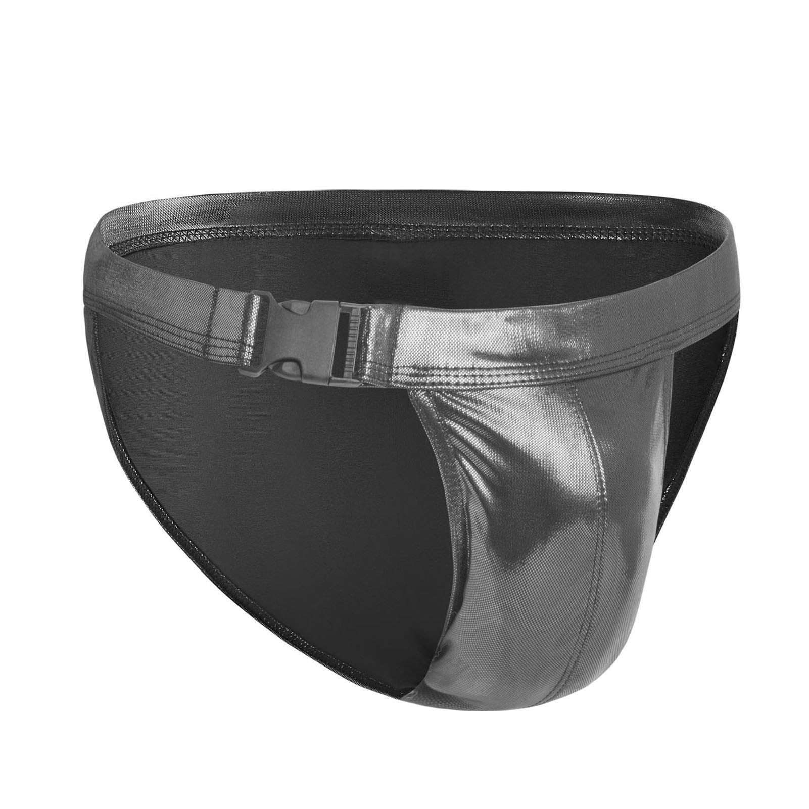 Sunnymall Men Briefs Bright Color Buckle Faux Leather Slimfitting Good