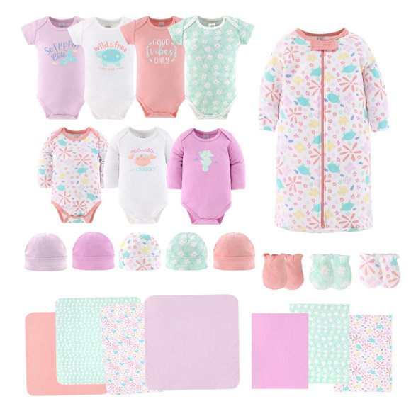 Juego de Regalo para Niñas The Peanutshell Flor 23 Piezas Recién Nacidas