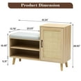 thumbnail image 6 of 2-in-1 Shoe Storage Bench & Shoe Cabinets Natural Rattan with Padded Seat and Adjustable Shelf, Home Entrance Shoe Rack for Hallway Bedroom Living Room Dorm and Small Apartment, 6 of 7