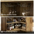 thumbnail image 5 of Finmind 4-Tier L-Shaped Bar Cabinet, Home Bar Corner Bar Unit with Stemware Racks, Reception Desk Liquor Wine Bar Table for Home Pub, Rustic Brown, 5 of 8
