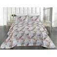 thumbnail image 2 of Ambesonne Garden Quilted Bedspread Set 3 Pcs, Circular Flowers Butterflies, Queen, Dark Teal and Pale Fuchsia, 2 of 4