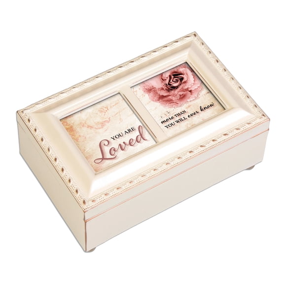 You Are Loved Ivory 7 X 4 Mdf Wood Musical Box Plays Tune Jesus Loves Me