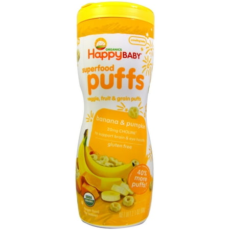 Nurture Inc. (Happy Baby), Organics, Superfood Puffs, Veggie, Fruit & Grain, Banana & Pumpkin, 2.1 oz (pack of