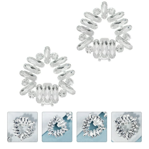 DRAFIDEEP Clip On Shoe Embellishments 1 Pair Silver Rhinestones Daily