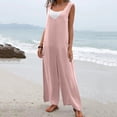 thumbnail image 3 of Aayomet Plus Size Jumpsuits For Women Women Summer Wide Leg Jumpsuit Sleeveless V Neck Casual Loose Jumpsuit Comfy Baggy Tank,Pink XXL, 3 of 4