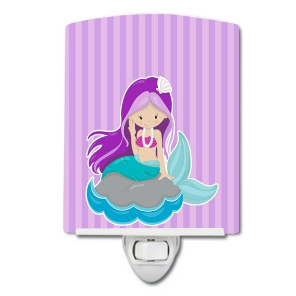 Caroline's Treasures BB8831CNL Beach Mermaid Purple Hair #3 Ceramic Night Light, 6x4x3", multicolor