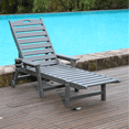 thumbnail image 3 of Outdoor Chaise Lounge Chair, Pool Lounge Chair with Adjustable Backrest, Heavy Duty HDPE Patio Recliner with Wheels for Patio Poolside, 3 of 12