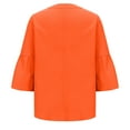 thumbnail image 5 of Women's Ruffle Long Sleeve V Neck Tops Casual Loose Trendy Oversized Solid Tshirts Pullover Plus Size Blouses Orange,XL, 5 of 6